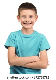 Cute Little Boy On White Background