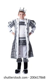 Cute Little Boy Posing In King Costume