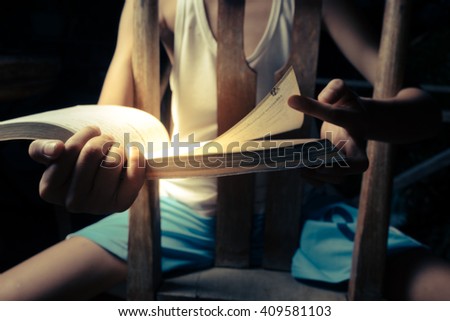 Cute Little boy Reading Book 