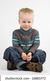 Cute Little Boy Sitting Crosslegged Stock Photo 26881972 | Shutterstock