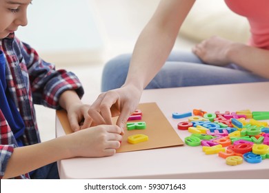 Cute Little Boy At Speech Therapist Office