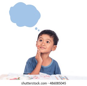 Cute Little Boy Thinking While Doing Stock Photo 486085045 | Shutterstock