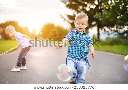 Similar – Image, Stock Photo Cute boy happiness having bath