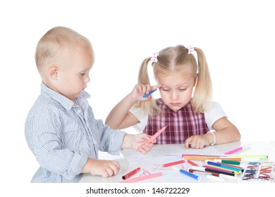 Cute Little Brother Sister Drawing On Stock Photo 146722229 | Shutterstock