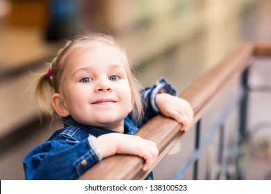 Cute Little Child Shopping Center Posing Stock Photo 138100523 ...