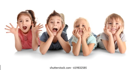 Cute Little Children On White Background