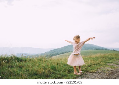 Cute Little Girl Admiring Fantastic View Stock Photo 722131705 ...