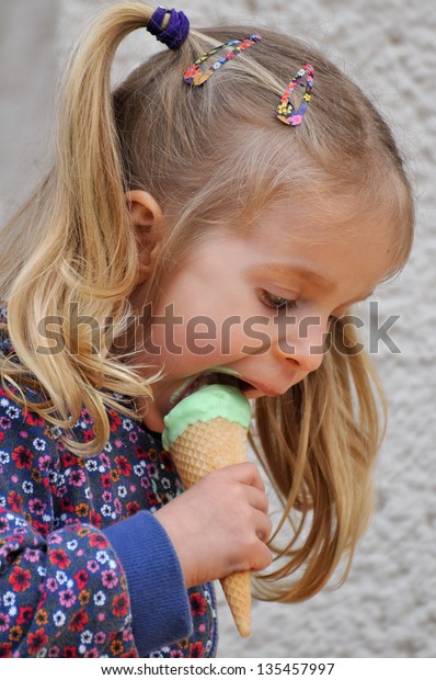 Cute Little Girl Blonde Hair Pigtails Stock Photo Edit Now 135457997