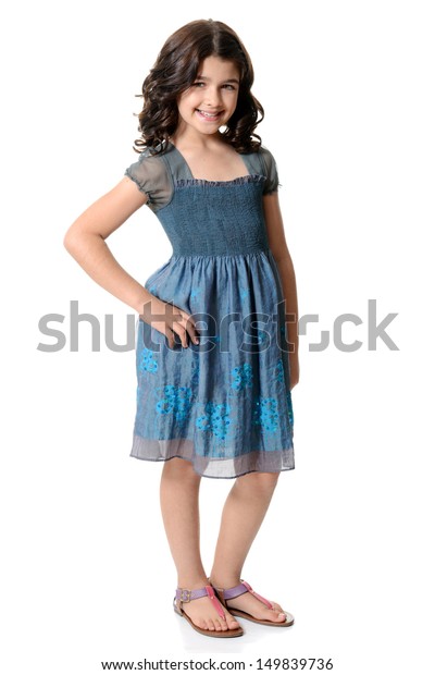 little girl in blue dress