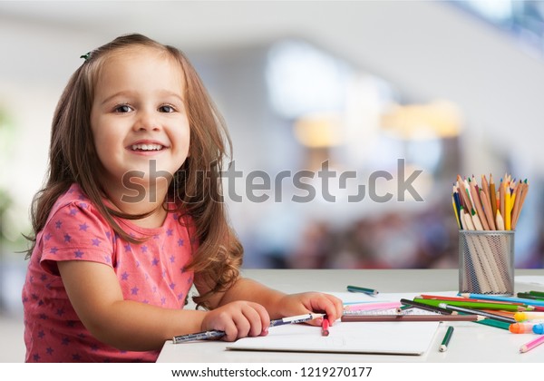 Cute Little Girl Doing Homework Reading Stock Photo (Edit Now) 1219270177