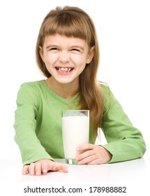 Cute Little Girl Drinks Milk Isolated Stock Photo 178988882 | Shutterstock