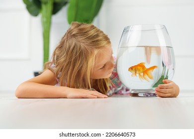  cute little girl and goldfish 