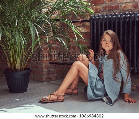 Similar – Image, Stock Photo happy kid girl relaxing in new house.