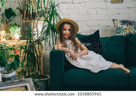 Similar – Image, Stock Photo happy kid girl relaxing in new house.