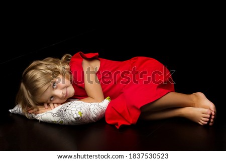 Similar – kid girl relaxing at home in weekend morning