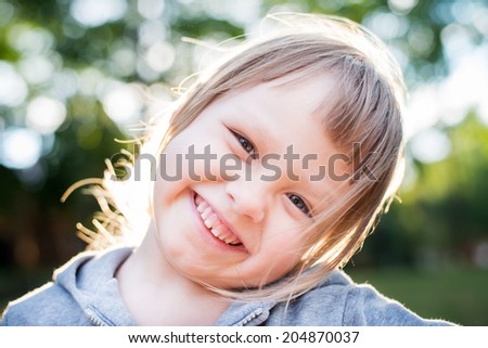 Similar – Small child with long blond hair