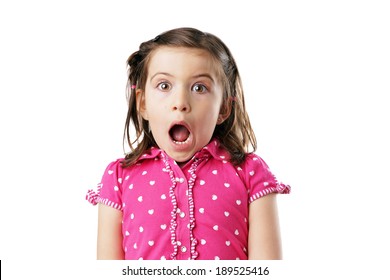 Cute Little Girl With Open Mouth, Surprised