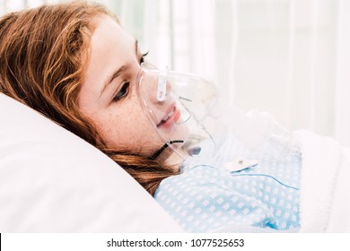 Cute Little Girl Oxygen Mask On Stock Photo (Edit Now) 1077525653