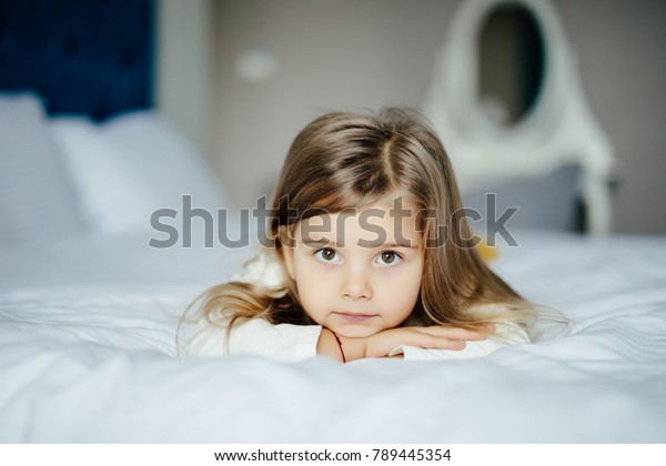 Cute Little Girl Pajamas On Bed Stock Photo 789445354 | Shutterstock