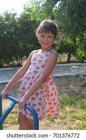 Cute Little Girl Playground Summer Holiday Stock Photo 701376772 ...