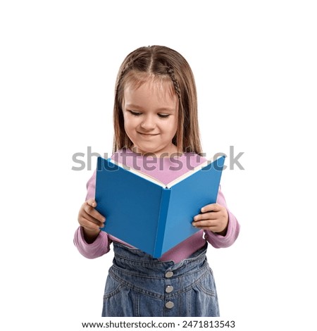 Similar – Image, Stock Photo Happy little girl reading and relaxing lying over sleeping mat in a cozy tent at home