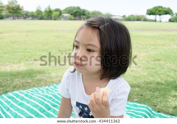 Cute Little Girl Short Hair Biting Stock Photo Edit Now