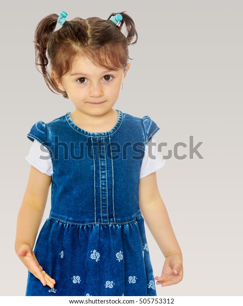 Cute Little Girl Short Pigtails On Stock Photo Edit Now 505753312