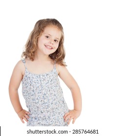 Cute Little Girl With Three Year Old Smiling On A White Background