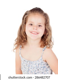 Cute Little Girl With Three Year Old Smiling On A White Background