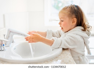 Cute Little Girl Washing Hands Under Stock Photo 1134470012 | Shutterstock