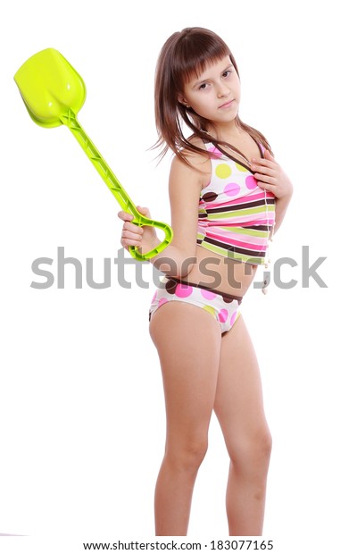 little girl wearing swimsuit