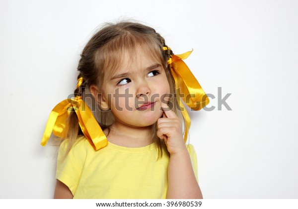 Cute Little Girl Yellow Bows Yellow Stock Photo 396980539 | Shutterstock