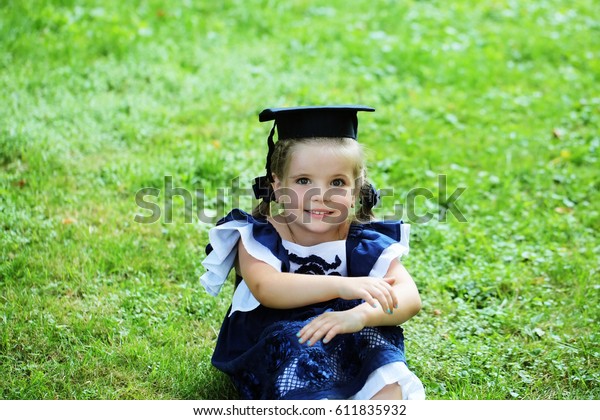 Cute Little Happy Girl Long Hair Stock Photo Edit Now 611835932