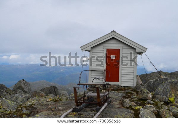 Cute Little House Bright Red Door Stock Photo Edit Now