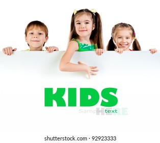 Cute Little Kids Ower A White Background