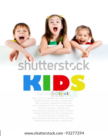 Cute little kids ower a white background