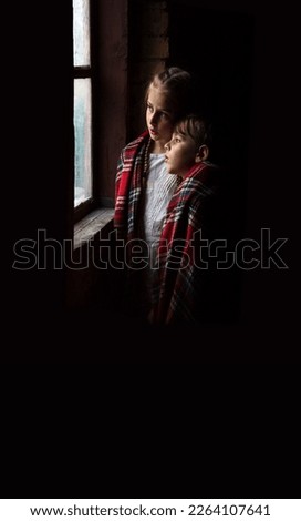 Similar – Mother with her seven year old daughter laughing in a cabin in the countryside.