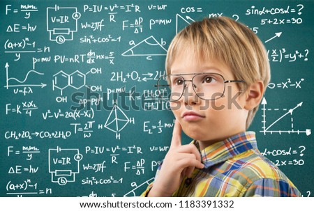 Similar – Image, Stock Photo Little boy looking at camera through magnifying glass