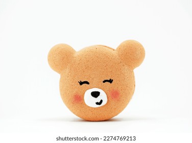 Cute macaron in a shape of bear. Creative baking