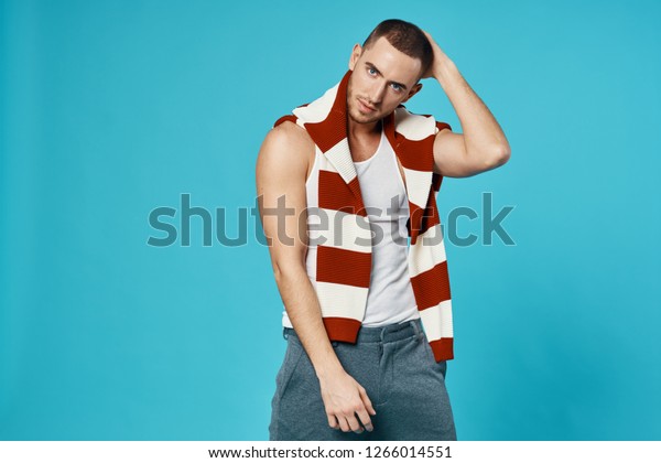 Cute Man Short Haircut Holding Hand Stock Photo Edit Now 1266014551