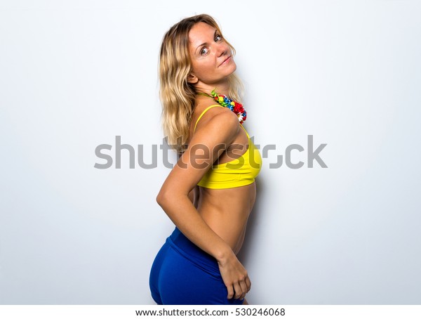 Slender Blonde Teen In Striped Tights Enjoys Hot Sex