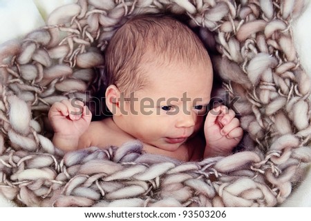 Image, Stock Photo Baby girl wrapped in a blanket