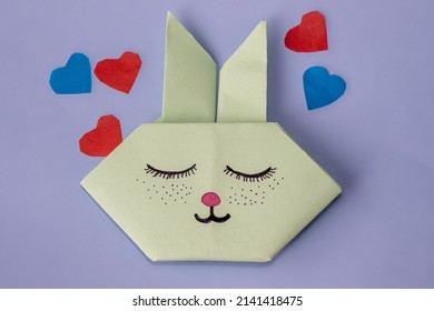 Cute Origami Rabbit Paper Red Blue Stock Photo 2141418475 | Shutterstock