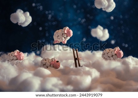 Image, Stock Photo Sheep on a staircase Lamb