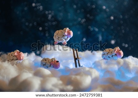 Similar – Image, Stock Photo Sheep on a staircase Lamb