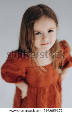 Similar – Image, Stock Photo cute kid girl relaxing at home in cozy weekend morning