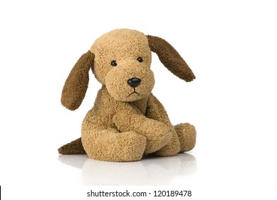 Cute puppy toy shot on white - Shutterstock ID 120189478