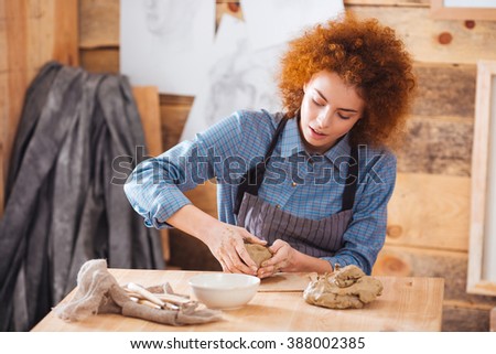 Similar – Image, Stock Photo Curly | redhead young woman