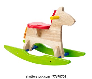 Cute Rocking Horse Chair Children Could Enjoy The Riding An Image Isolated On White 