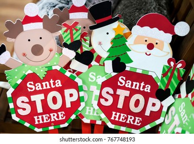 Cute Santa Stop Here Sign